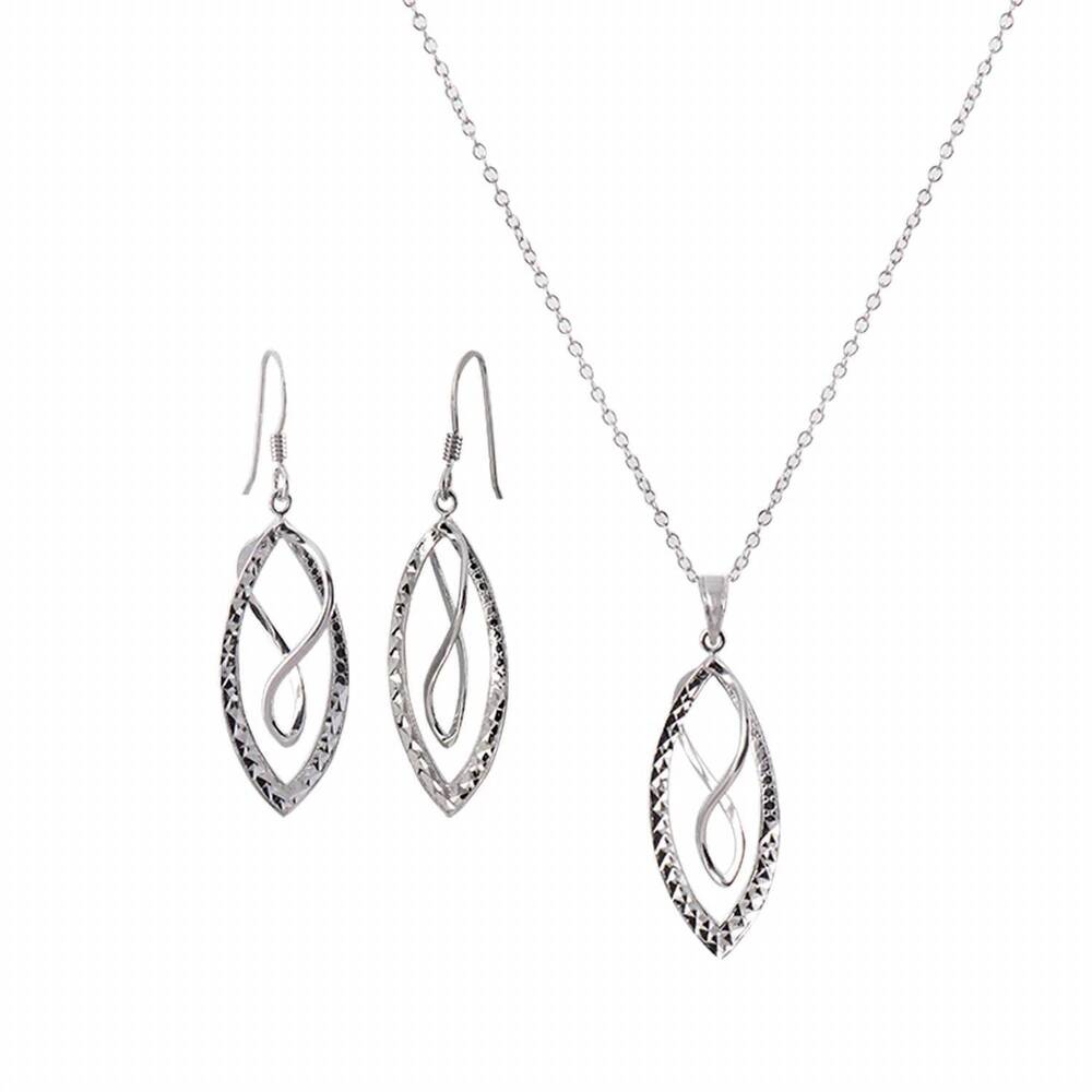 NEW GOLD & HONEY women's double figure 8 drop earrings and pendant necklace set